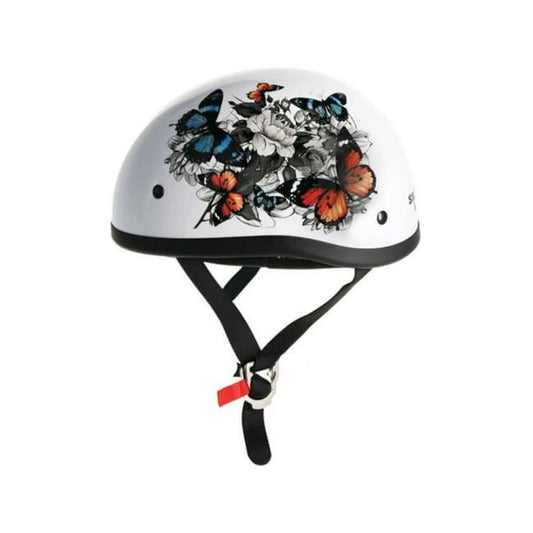 Skid Lid White Rose Motorcycle Half Helmet White XL