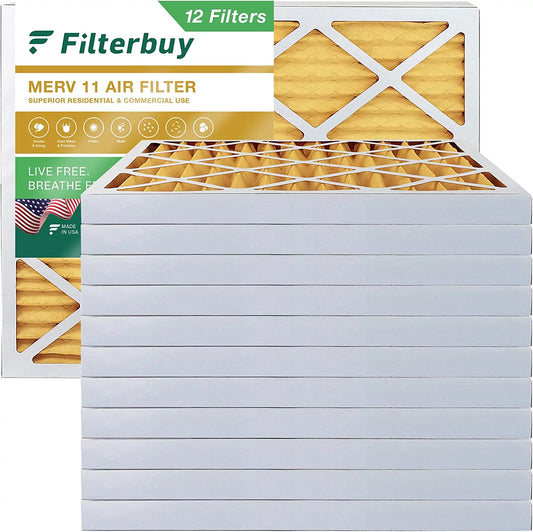 Filterbuy 16x18x2 MERV 11 Pleated HVAC AC Furnace Air Filters (12-Pack)