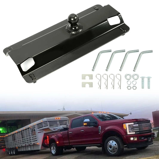 Kojem Universal Gooseneck Hitch Ball Adapter Plate for Standard 5th Fifth Wheel Rails for Pickup Truck Bed Tow 25,000 lbs 2-5/16-Inch Hitch Ball