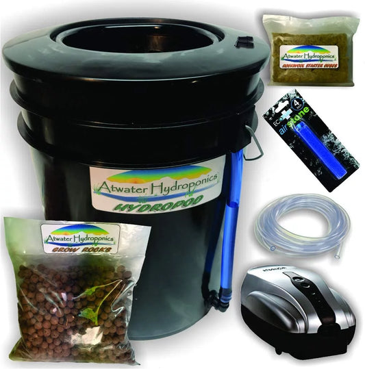 The Atwater HydroPod - Standard A/C Powered DWC Deep Water Culture/Recirculating Drip Hydroponic Garden System Kit - Bubble Bucket - Bubbleponics - Grow Your Own! Start Today! Without Nutrients