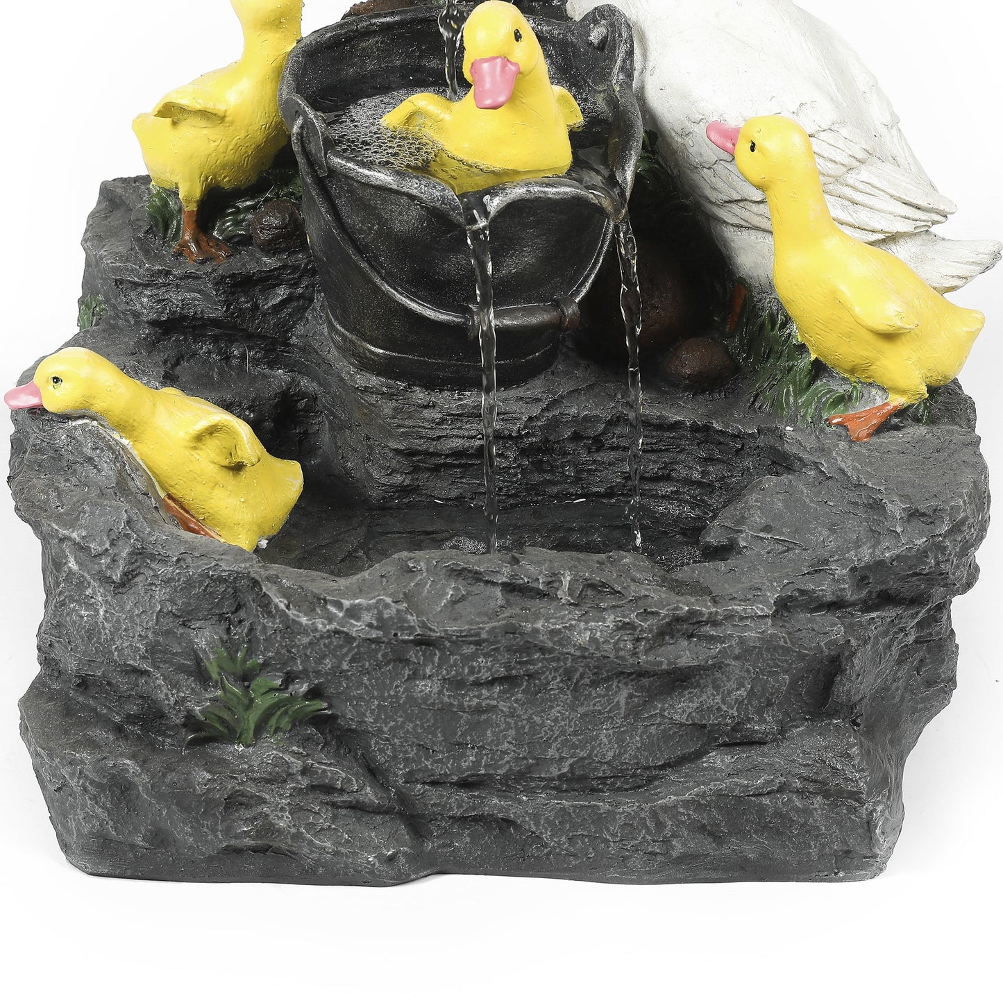 Resin Farmhouse Duck Family Bath Outdoor Fountain