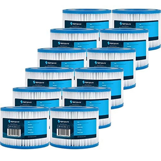 SpiroPure Replacement for BestWay Coleman SaluSpa Type VI 90352E 90424E Intex Type VI Hot Tub Spa Pool Cartridge (Pack of 12)
