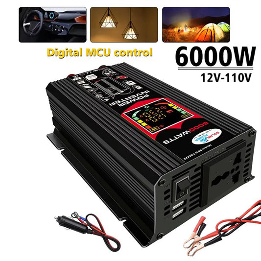 6000W Power Inverter,DC12V To 110V AC Car Inverter With USB Port for Camping/Road Trips/Outdoor Work