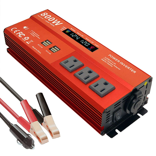 Yowal 800W Power Inverter for Vehicles DC 12V to 110V AC Car Inverter Converter with 4.2A Dual USB Charging Ports, 2 AC Outlets Car Plug Adapter for Laptop Computer