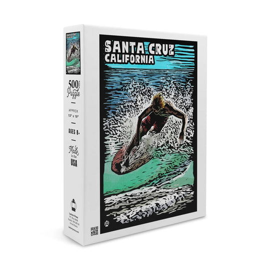 Santa Cruz, California, Skimboarder, Scratchboard (19x27 inches, Premium 500 Piece Jigsaw Puzzle for Adults and Family, Made in USA)