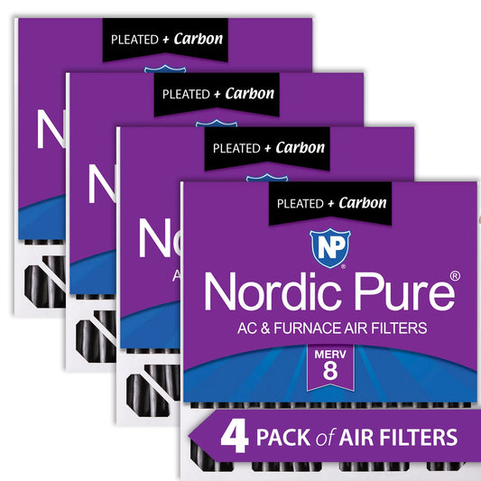 20x20x5 (4 3/8) Honeywell Replacement Furnace Filters MERV 8 Plus Carbon 4 Pack