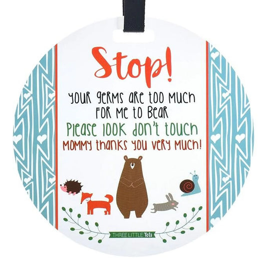 THREE LITTLE TOTS – Woodlands Themed Please Look Don't Touch Baby Car Seat Sign or Stroller Tag - CPSIA Safety Tested