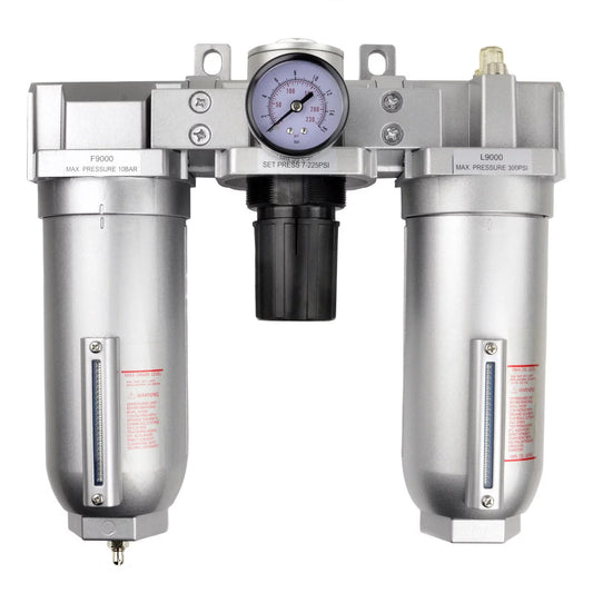 1 Compressor FRL Compressed Air Filter Regulator Oiler Lubricator with Auto Drain