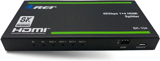 1x4 HDMI Splitter W/ Audio Out: 1-In 4-Out, UltraHD 8K, EDID (BK-104)