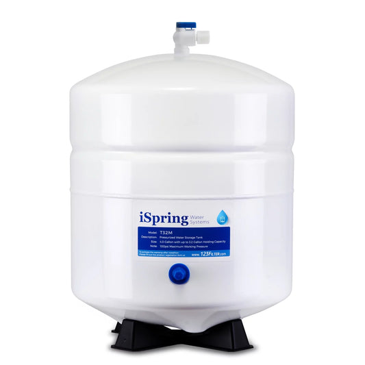 iSpring T32M Pressurized Water Storage Tank with Ball Valve for Reverse Osmosis RO Systems, 4 Gallon, 1/4 Tank Valve Included