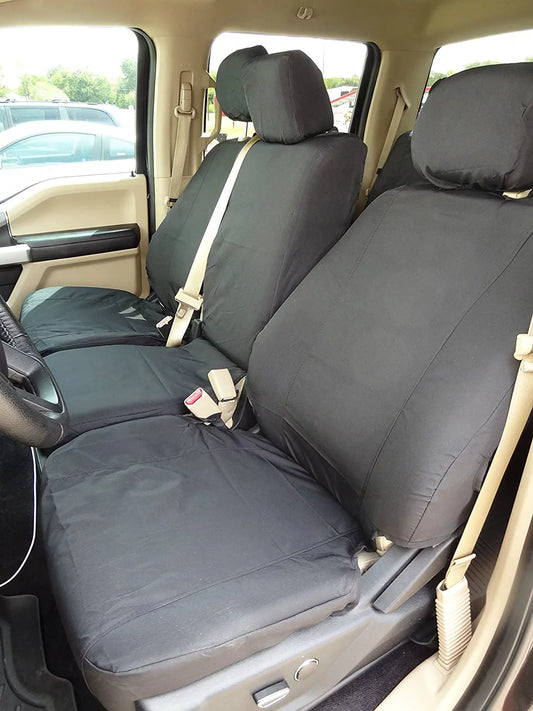 2015-2021 Ford F150-F550 XLT/Lariat FRONT AND BACK. Front 40/20/40 For Seat With the Thin Headrest and Rear 60/40 Split Bench in Camo Endura