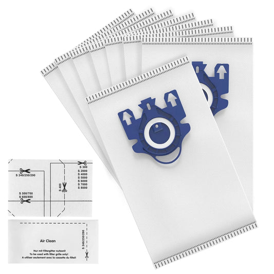 8 Pack Large 3D Efficiency Capacity Vacuum Dust Bag, Hoover Bags Air Clean 3D Dust Bag for Miele Compact C2 C1 Complete C1 S4 S6
