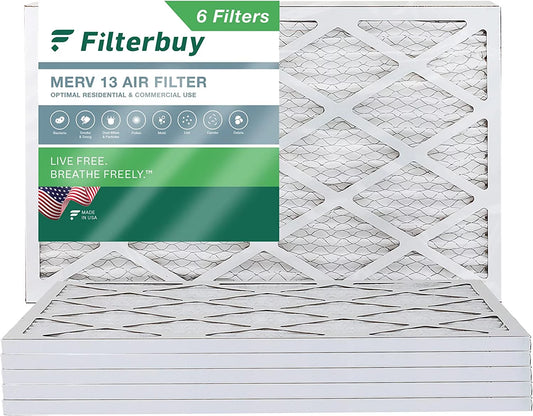 Filterbuy 15x28x1 MERV 13 Pleated HVAC AC Furnace Air Filters (6-Pack)
