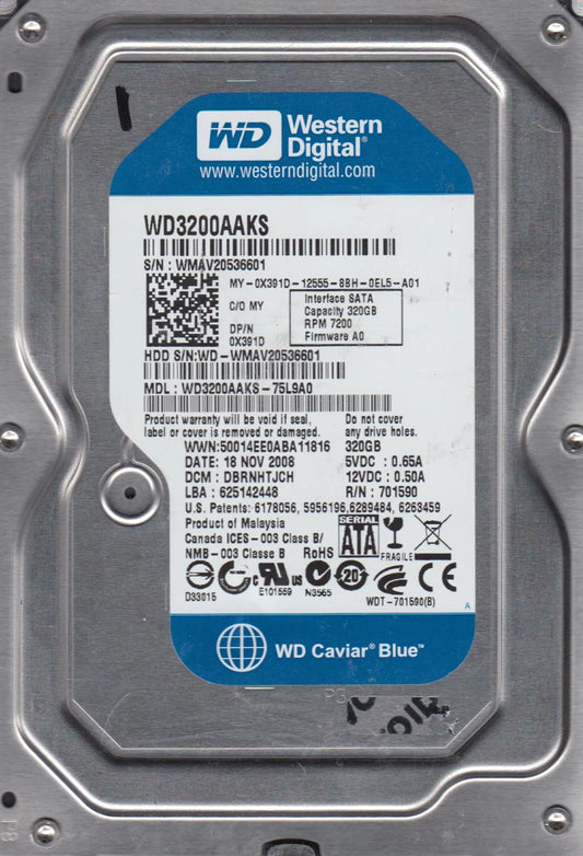 WD3200AAKS-75L9A0, DCM DBRNHTJCH, Western Digital 320GB SATA 3.5 Hard Drive