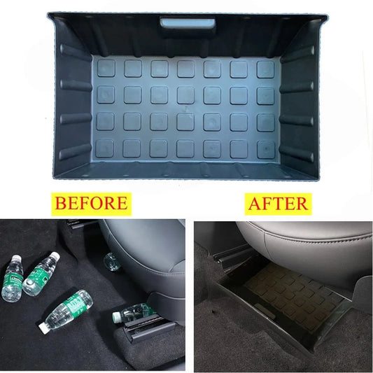 Under Seat Storage Box ABS Organizer Tray Accessories For For For For Tesla Model Y