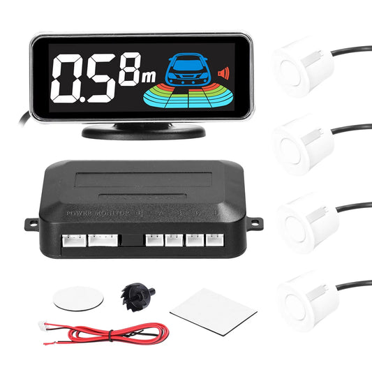 Dcenta Car Parking Sensor Rear Reversing Radars System with 4 Parking Sensors Distance Detection LCD Distance Display Sound Warning Buzzer