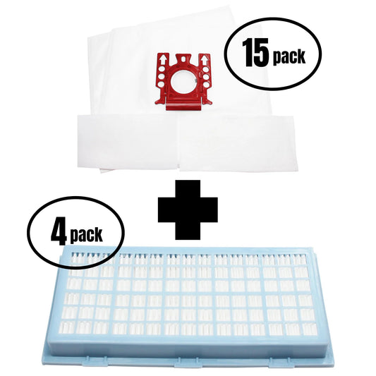30 Replacement Miele S316i Cat & Dog Vacuum Bags, 30 Micro Filters & 4 HEPA Filter - Compatible Miele Type FJM Bags, Micro Filters & SF-AH 30, SF-HA 30, AH30 Filter (15-Pack, 2 Bags Per Pack)