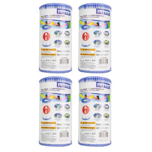 Intex Type A Easy Set Above Ground Pool Replacement Filter Cartridge, (4 Pack)