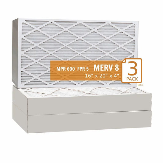 16x20x4 Key Pleat Purolator Air Filter - MERV 8 (3 Pack)