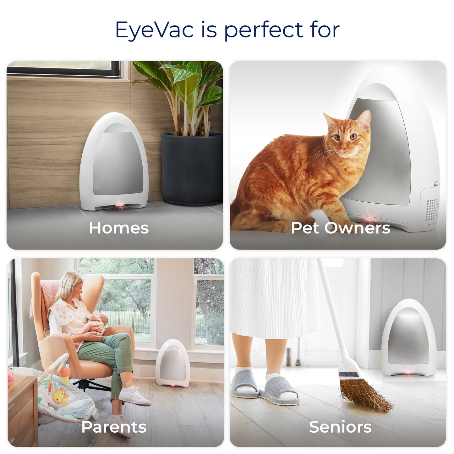 EyeVac Home Bagless Automatic Touchless Stationary Vacuum, Tuxedo Black