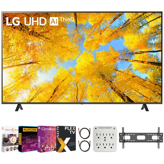 LG 75UQ7590PUB 75 Inch HDR 4K UHD Smart TV 2022 Bundle with Premiere Movies Streaming + 37-100 Inch TV Wall Mount + 6-Outlet Surge Adapter + 2x 6FT 4K HDMI 2.0 Cable