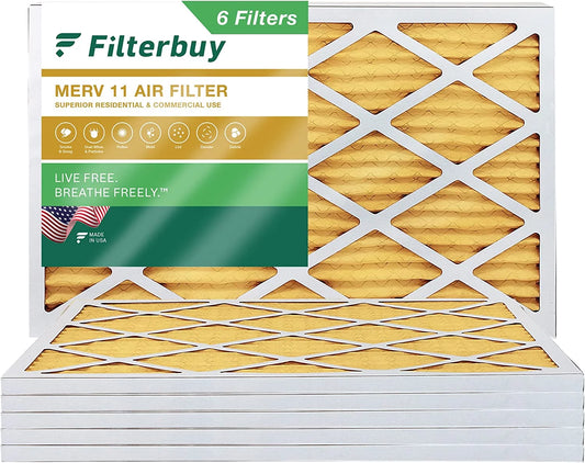 Filterbuy 16x30x1 MERV 11 Pleated HVAC AC Furnace Air Filters (6-Pack)