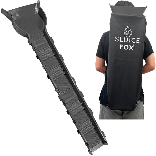 Sluice Fox Sluice Fox Modular Gold Sluice Box and classifier flare Prospecting tool - 58 inch Patented Sluice Box for Gold Mining Kits; Includes Hungarian Riffles, Miners Moss, Deep V riffles; 3 Expan