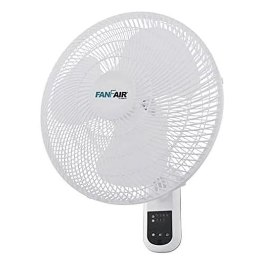 Fanfair Wall Mount Fan 16 Inch Powerful With Control, Timer, Quiet Cooling, Durable Plastic Grill,Oscillation,Adjust Tilt,Space Saving For Warehouse Workshop Bedroom Home Basement Office, White