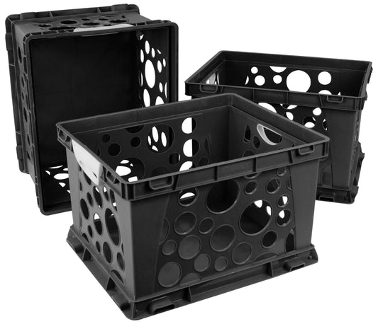 Storex Large Storage and Filing Crates with Comfort Handles,Black/White (3 units/pack)