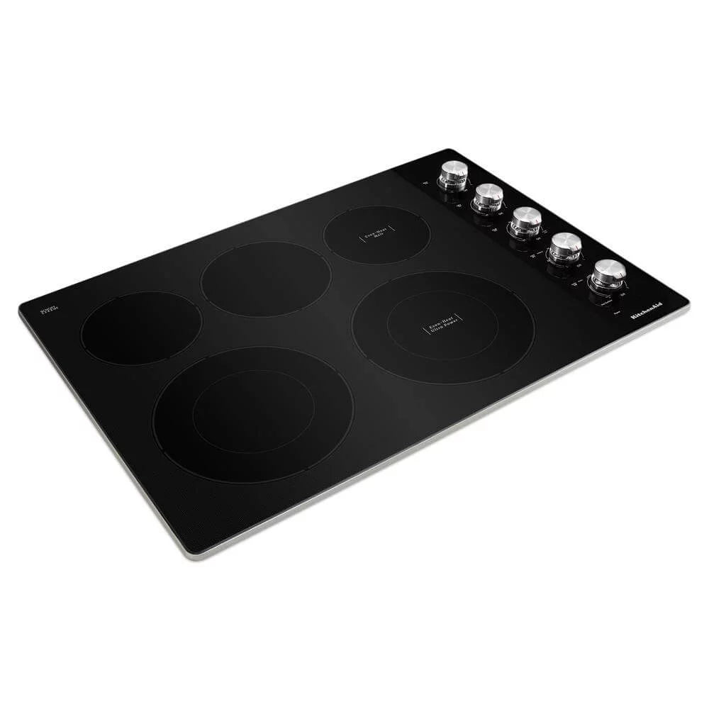 KitchenAid KCES550HSS 30 inch Stainless 5 Element Electric Cooktop