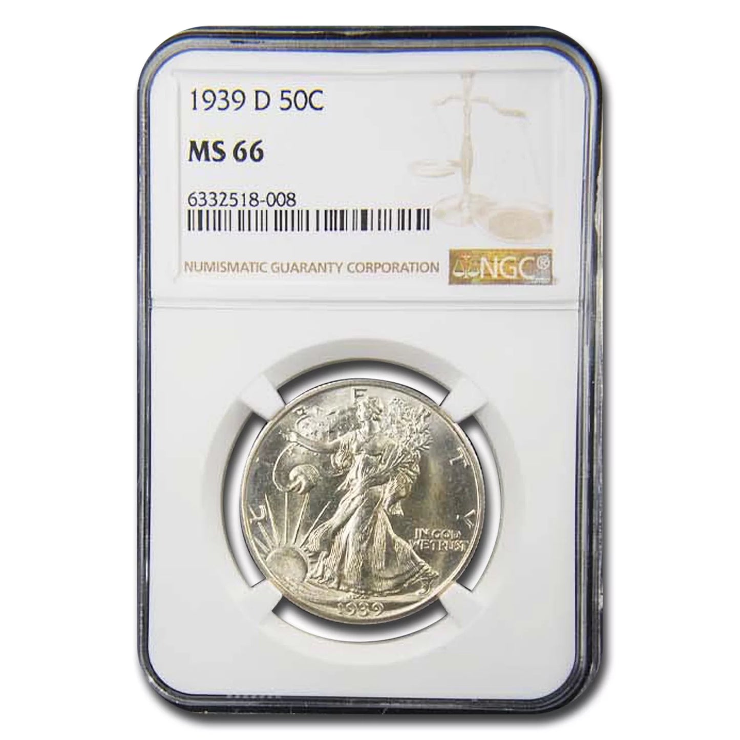 1939-D Walking Liberty Half Dollar MS-66 NGC