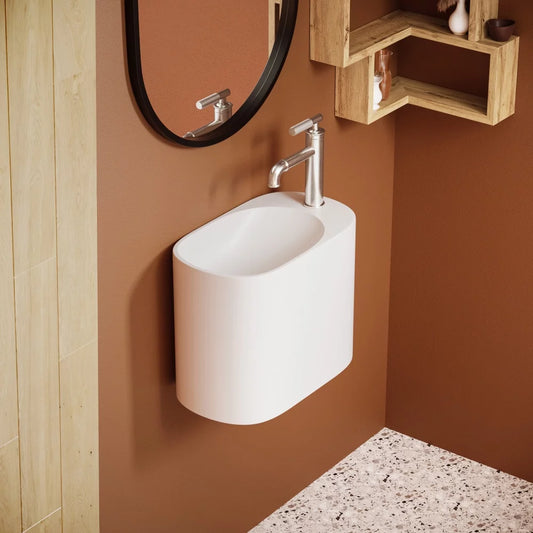 Terre 17.5 Right Side Faucet Wall-Mount Bathroom Sink in White