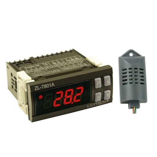 CACAGOO Intelligent PID Temperature Humidity Controller Multifunction Automatic Egg Incubator Thermometer with LCD Display and Two Sensor AC ZL-7801A
