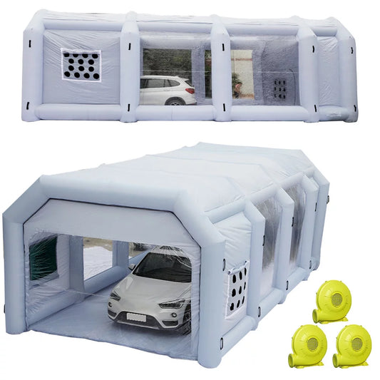 WGIA Inflatable Paint Booth 39X16.5X13FT with 3 Blowers Inflatable Spray Booth，Professional Car Workstation Portable Auto Paint Booth for Cars, Car Parts Painting