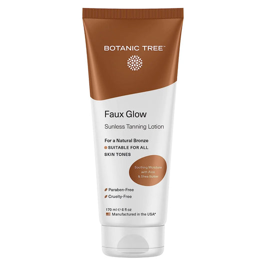 Botanic Tree Sunless Tanning Lotion Organic Self Tanner for Skin Face & Body Glow, 6 fl Oz