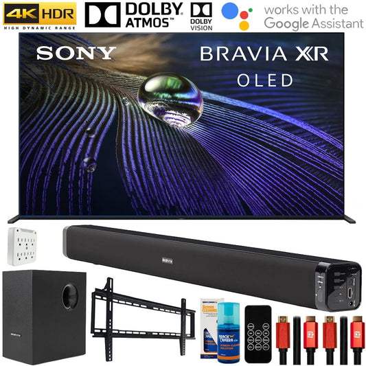 Sony XR65A90J 65-inch OLED 4K HDR Ultra Smart TV (2021 Model), Wall Mount Accessory Kit, 6FT 4K HDMI 2.0 Cables