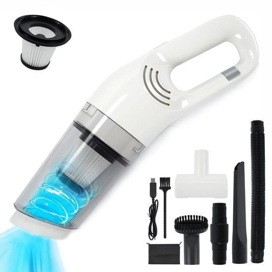 MOCA Cordless Handheld Car Vacuum Cleaner USB Rechargeable for Car, Narrow Spaces, White