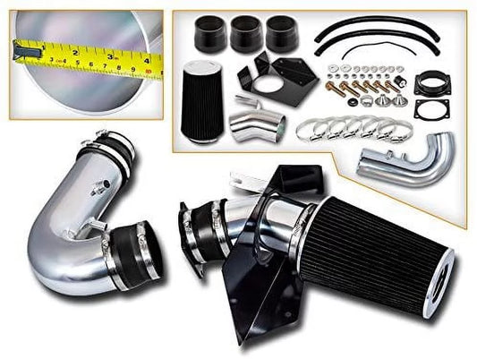Cold Air Intake System with Heat Shield Kit + Filter Combo BLACK Compatible For 97-03 Compatible Ford F150/ Compatible Ford Expedition V8 4.6L/5.4L