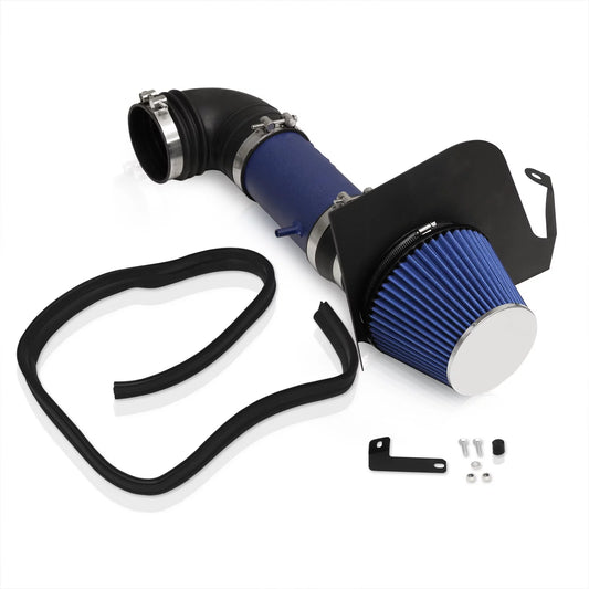 AJP Distributors Cold Air Short Ram Intake CAI SRI Induction System Kit Blue Aluminum Piping + Heat Shield Filter Compatible/Replacement For Cadillac CTS-V V8 5.7L 6.0L 2004 2005 2006 2007 04 05 06 07