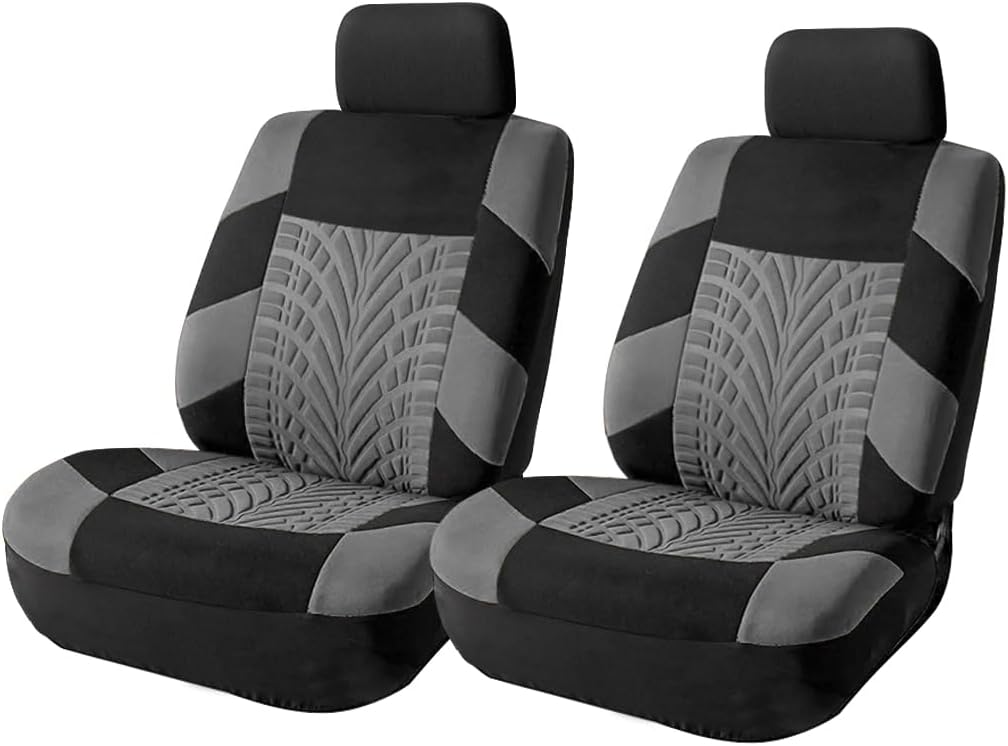 Car Seat Covers Full Set, Polyester Front Bucket Seat Protectors with Split Bench Back Seat Covers, Breathable Thicken Premium Sporty Seat Cushions, Auto Accessories for Car, SUV (Orange/Front,Back)