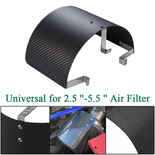 ALLTIMES Air Filter Cover Universal for 2.5 ''-5.5 '' Air Filter, Carbon Fiber Look Stainless Steel Car Cold Air Intake Filter Cover Heat Shield