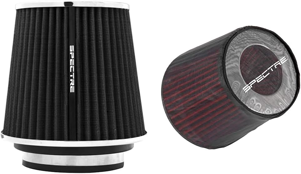 Spectre Performance Universal Clamp-On Air Filter: Washable Filter: Round Tapered; 3 in/3.5 in/4 in Flange ID; 6.719 in (171 mm) Height; 6 in (152 mm) Base; 4.75 in (121 mm) Top, SPE-8132