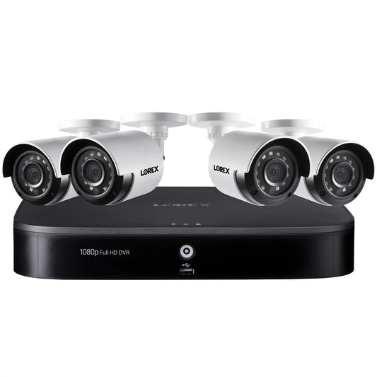 Lorex D24281B-2NA4-E 8-Channel 1080p HD Outdoor Wired Analog Security System with 1 TB DVR and Weatherproof Bullet Security Cameras (4 Cameras)