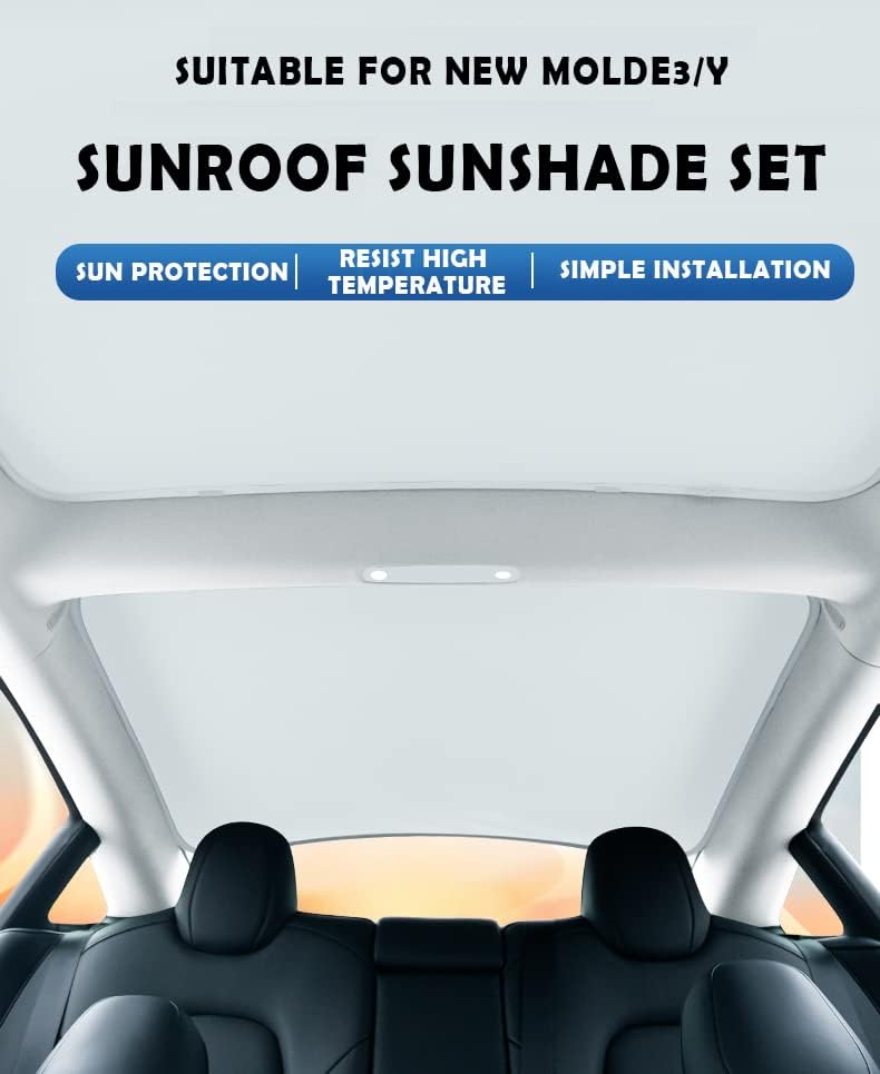 KUNIO Car Roof Sun Shade for Tesla Model 3 Foldable Sun Protection UV Quick Install Reflective Car Window Sun Shade Starry Sky