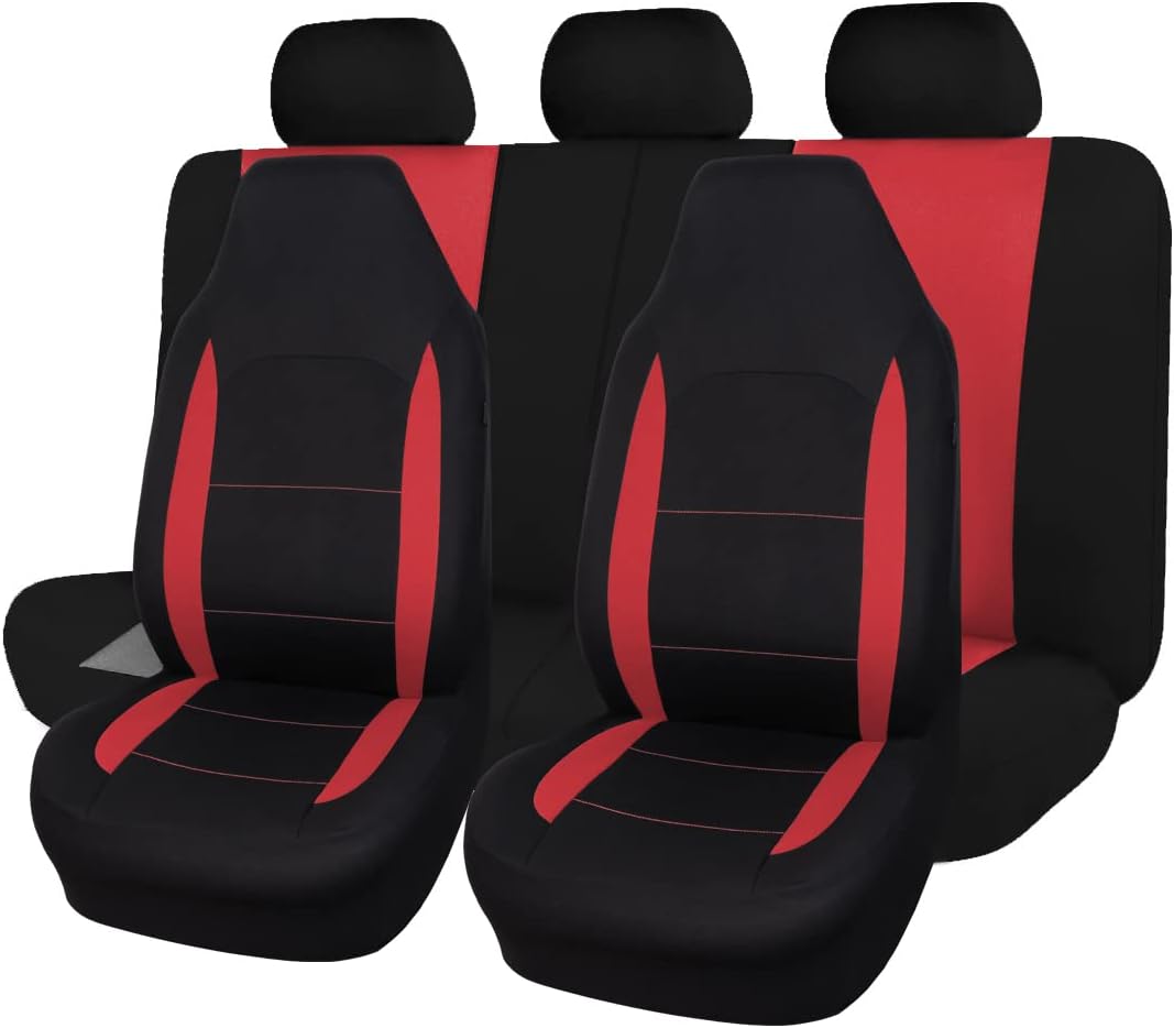 Flying Banner Car Seat Covers Front Seats Rear Bench Polyester Car Seat Protectors Easy Installation Split Rear Bench Classic Man Lady Truck (Comp Set, Pink Black and Light Pink.