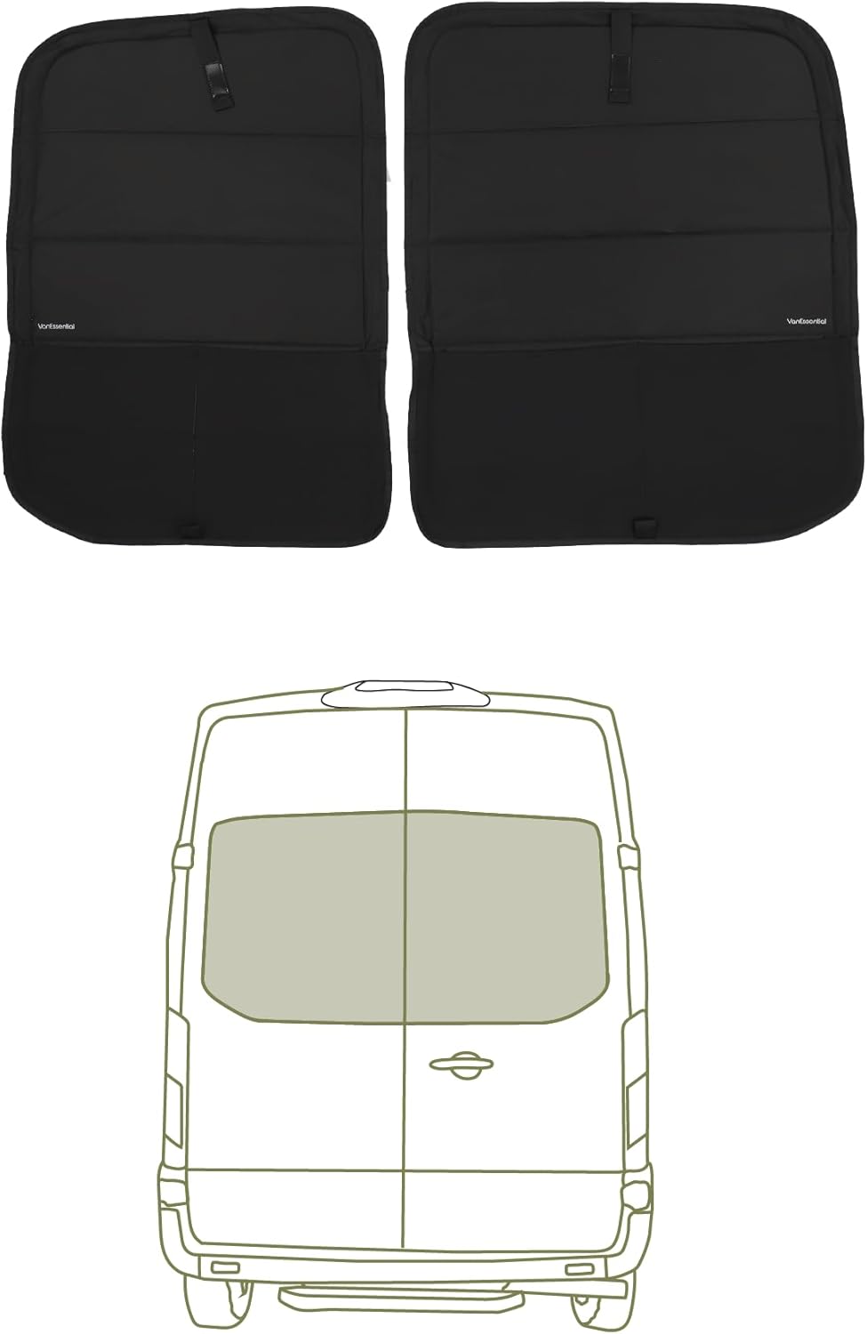 VanEssential Insulated Blackout Crew Window Cover Designed for Ford Transit Van Year 2015 to Current with NO Plastic Trim - Cool Gray