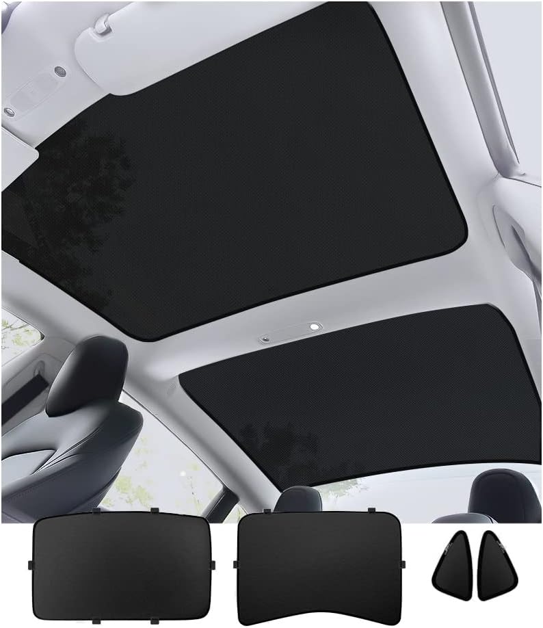 KUNIO Car Roof Sun Shade for Tesla Model 3 Foldable Sun Protection UV Quick Install Reflective Car Window Sun Shade Starry Sky