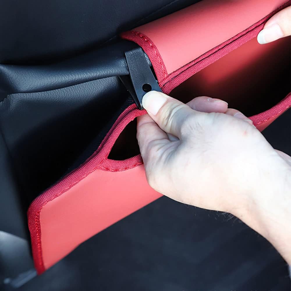 Fit for Tesla Seat Protector Rear Seat Child Kick Protection Premium Microfiber Leather Material(Two Packs) (red)