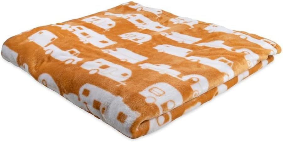 Camco 53441 "Life is Better at the Campsite" Plush Fleece Blanket - Queen Size, Autumn Gold