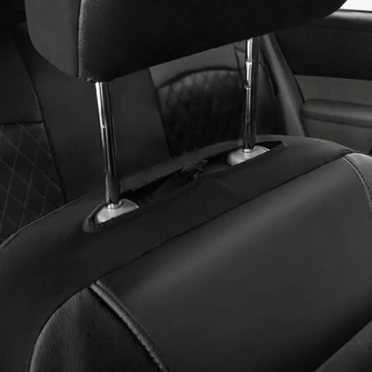 TSUGAMI Full Set Car Seat Covers, PU Leather Cushion Protectors for Auto, Waterproof Split Front and Rear Bench Seat, Breathable Automotive Accessories, Universal Fit for Many Vehicles (Black)